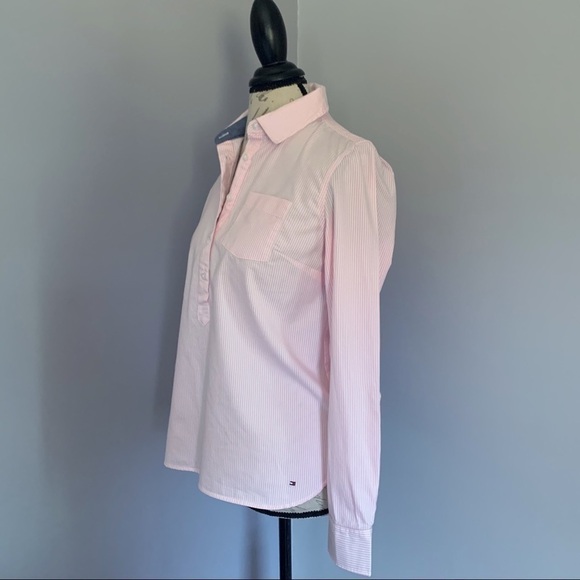 TOMMY HILFIGER Pink and White Striped Button Up - Picture 1 of 7